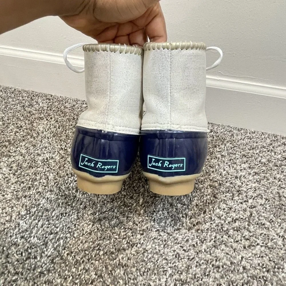 Jack Rogers Chloe Classic Women’s Rain Boots Size US 7 Navy Gold Shimmer New